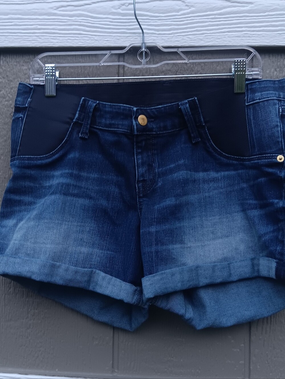 Liz Lange Maternity Cuffed Dark Wash Denim Shorts Size M 8/10
